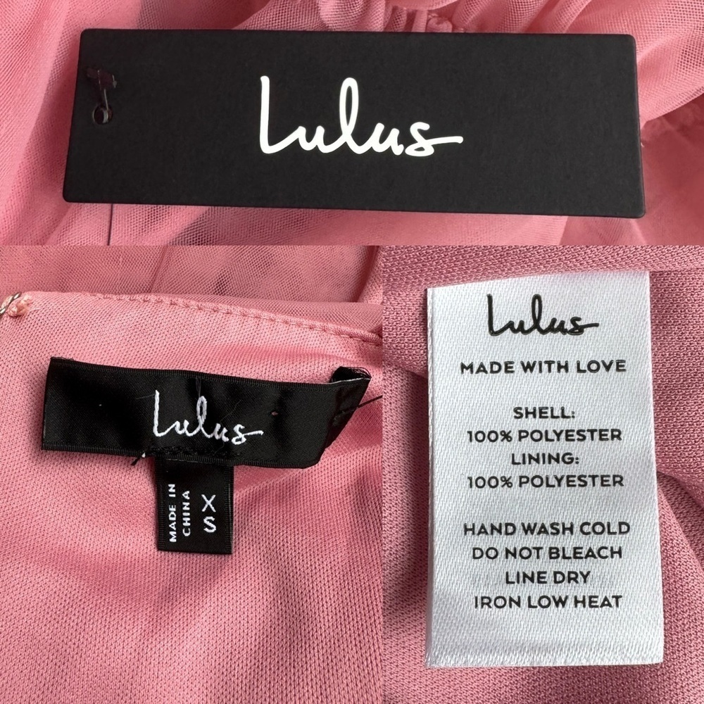 NWT Lulus Endlessly Darling Dusty Rose Mesh Tiered Tie-Strap Maxi Dress XS - Picture 9 of 10